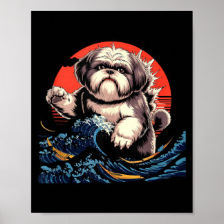 Poster Cachorro shih tzu cachorro shihtzu arte japonesa s