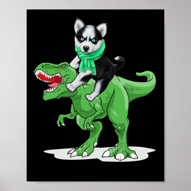Poster Cachorro Siberiano Andando Dinossauro Legal Hallow (Frente)