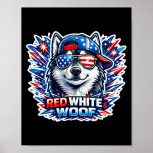 Poster Cachorro siberiano husky engraçado vermelho branco