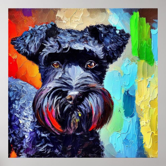 Poster Cachorro Terrier Russo Negro (Frente)