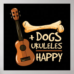 Poster Cachorro Ukuleles Happy