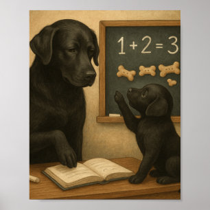 Poster Cachorro Velho Ensina Nova Matemática a um Filhote