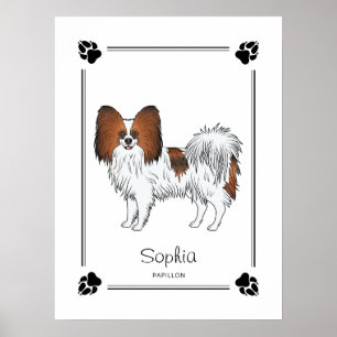 Poster Cachorro Vermelho De Papillon Cachorro, Com Palhet