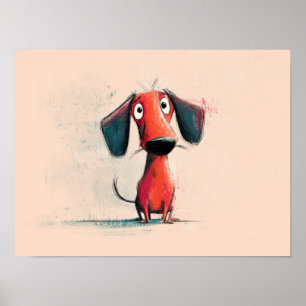 Poster Cachorro Vermelho Engraçado – Arte de Pet Cartoon