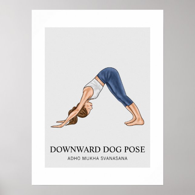 Poster Cachorro virado para baixo Pose Yoga Malhação Mulh (Frente)