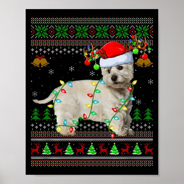 Poster Cachorro Westie West Highland Terrier Suéter de Na (Frente)