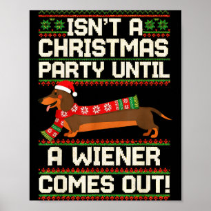 Poster Cachorro Wiener Engraçado Natal Dachshund Férias