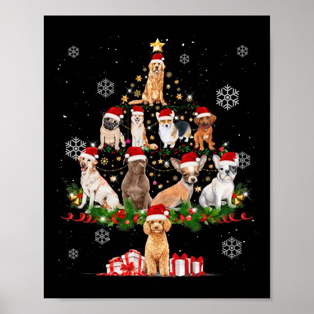 Poster Cachorros bonitos das árvores de Natal Cachorros a (Frente)