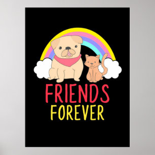 Poster Cachorros E Gatos Amigos Para Sempre