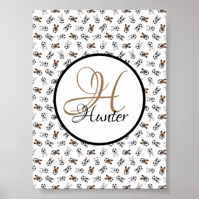 Poster Cachorros esportivos monogramados (Frente)