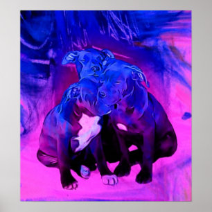 Pôster Cachorros, Fé, Esperança, E Caridade De Pit Bull A