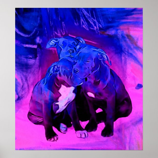 Pôster Cachorros, Fé, Esperança, E Caridade De Pit Bull A (Frente)