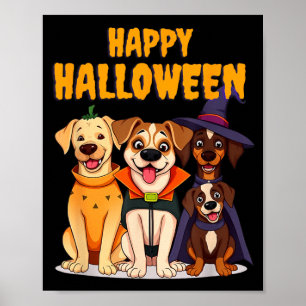 Poster Cachorros fofos de Halloween engraçados - Design ú