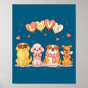Poster Cachorros fofos de valentine amam balões dia dos n