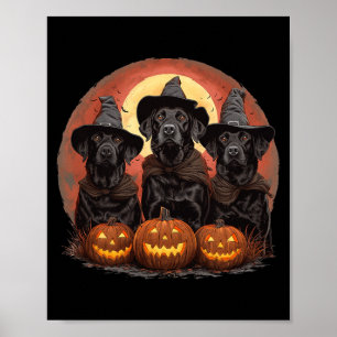 Poster Cachorros Labrador Retriever Pretos de Halloween F