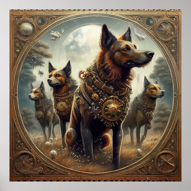 Poster Cachorros Steampunk Na Caça (Frente)