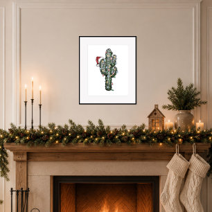 Poster Cacto de Natal com Luzes