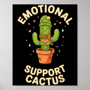Poster Cacto de Suporte Emocional Engraçado Kawaii Planta