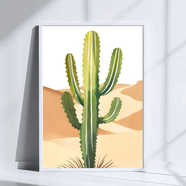 Poster Cacto do Deserto | Cactos Verdes Aquarela (Criador carregado)