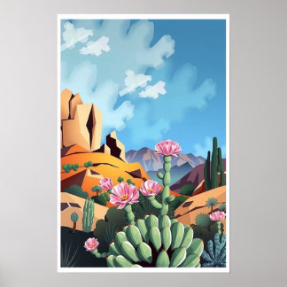 Poster Cacto do Deserto das Montanhas do Colorado Abstrat