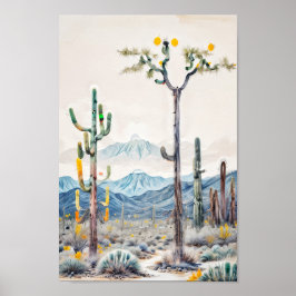 Poster Cacto do deserto surreal abstrato cor pastel
