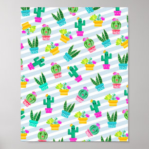 Poster Cacto na moda & Succulents dos desenhos animados