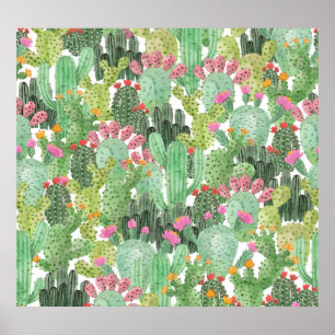 Poster Cacto Pintado à Mão: Verde Deserto