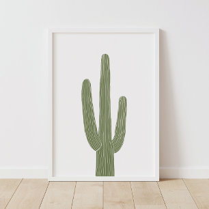 Poster Cacto Saguaro Verde Decoração de Viveiro do Sudoes