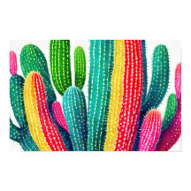 Cactos em cores vibrantes