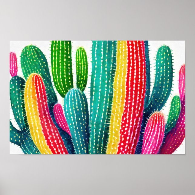 Poster Cactos em cores vibrantes (Frente)