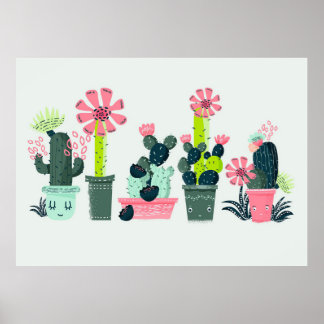 Poster Cactos Em Verde