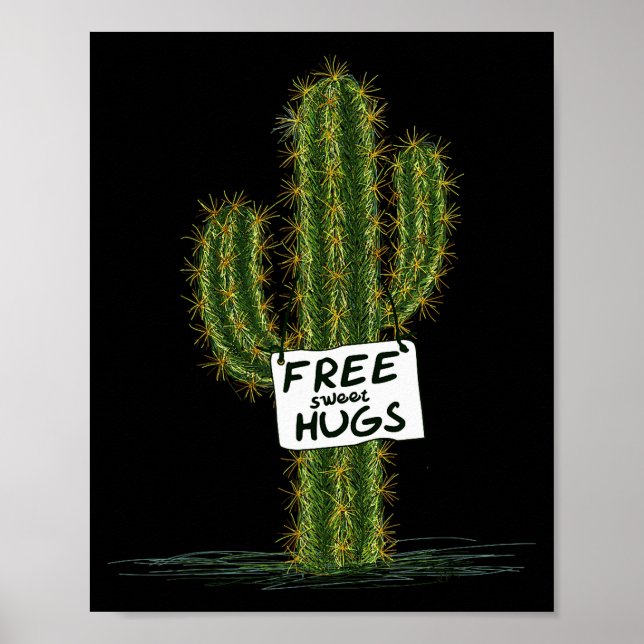 Poster Cactus Cacti Funny Art Humor Sweet Hugs  (Frente)