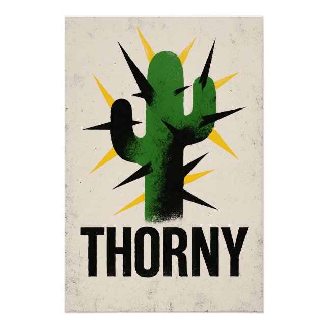 Pôster Cactus Écorché et Typo Audacieuse (Frente)