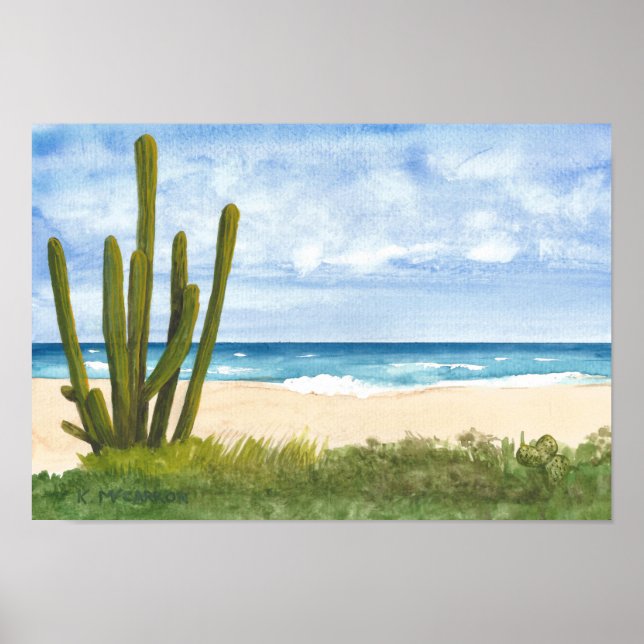 Poster Cactus em Caribe, Arashi Beach, Aruba (Frente)