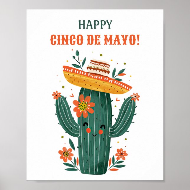 Poster Cactus Feliz Cinco de Mayo (Frente)