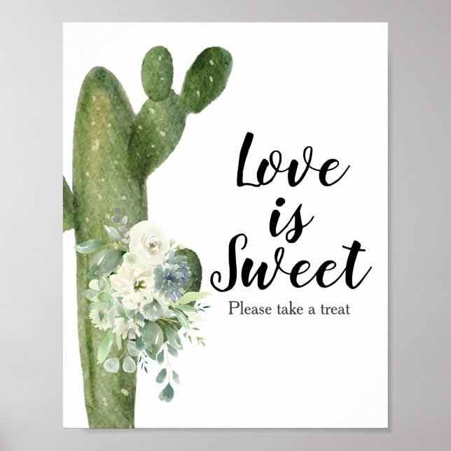 Poster Cactus Floral Taco Bout Love é um bom sinal (Frente)