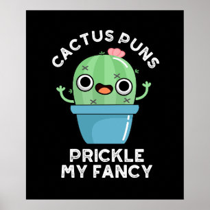 Poster Cactus Puns Pickle My Rico Plant Pun Dark BG