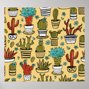 Poster Cactus Succulent: desenho desenhado à mão