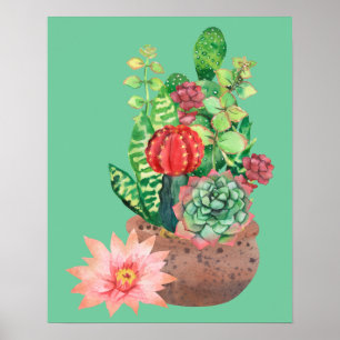Poster Cactus, Succults, Flor De Cactus, Arranjo