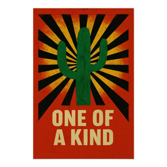 Pôster Cactus unique sous un soleil éclatant (Frente)