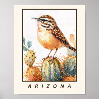 Poster Cactus Wren Ave Estadual do Arizona 