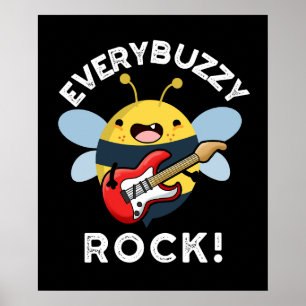 Poster Cada Buzzy Rock Música Engraçada Bebe Escuro BG