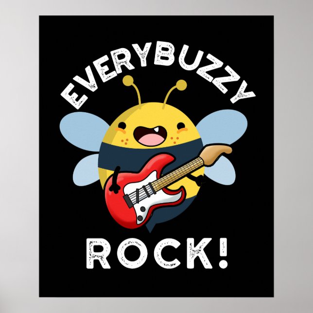 Poster Cada Buzzy Rock Música Engraçada Bebe Escuro BG (Frente)