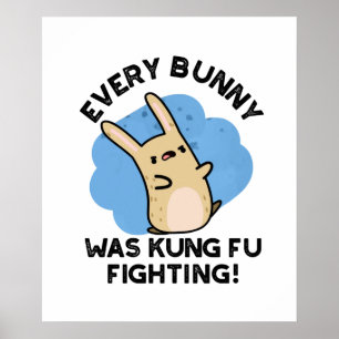 Poster Cada Coelhinha Era Kung Fu Lutando Engraçado Coelh