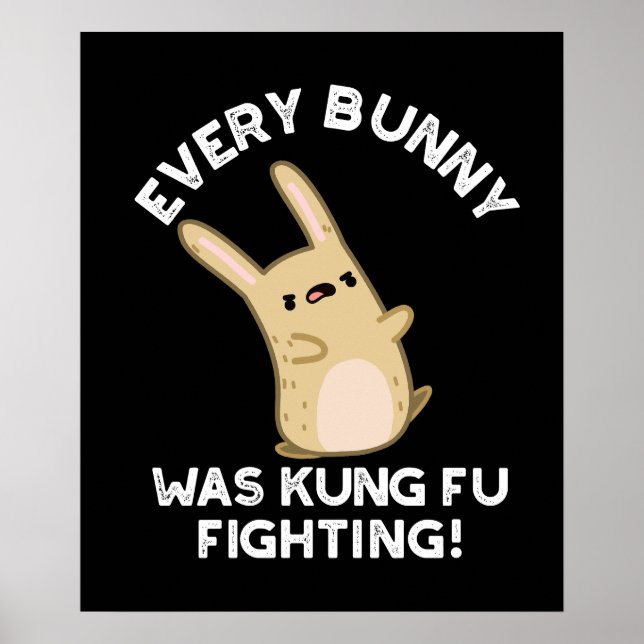 Poster Cada Coelhinha Kung Fu Lutando Coelho Pun Dark BG (Frente)
