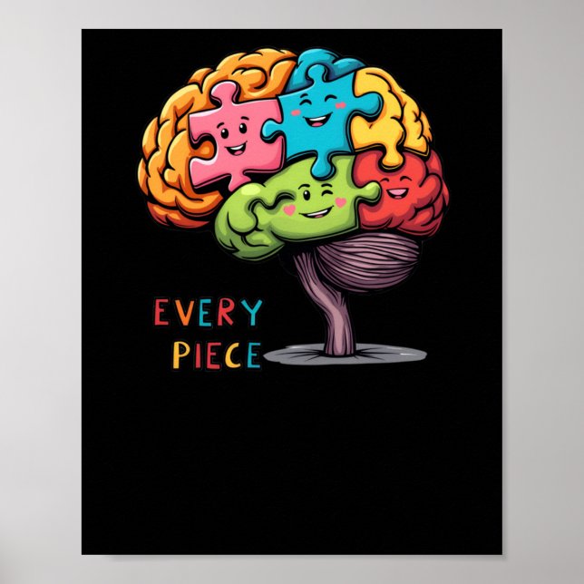 Poster Cada Peça Conta - Colorida Cérebro-Quebra-cabeça I (Frente)