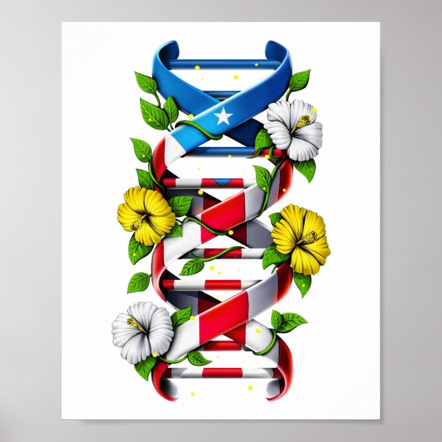 Poster Cadeia de DNA Boricua de Porto Rico (Frente)