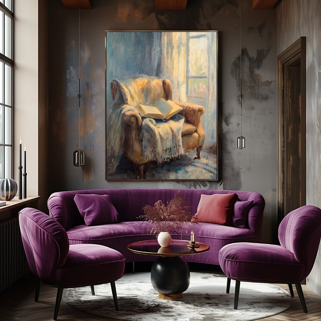 Poster Cadeira-armada com Livro por Janela - Impressionis (Criador carregado)