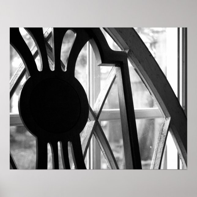 Poster Cadeira de madeira branca e preta na janela de cab (Frente)