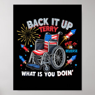 Poster Cadeira de Rodas Patriótica Engraçada Fogos de Art